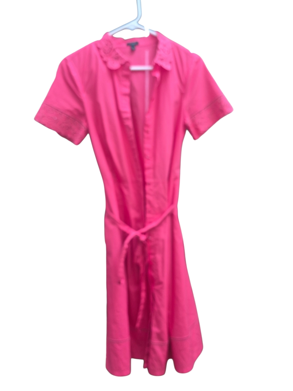 Talbots Bright Pink Short-Sleeve Tie-Waist Midi Dress